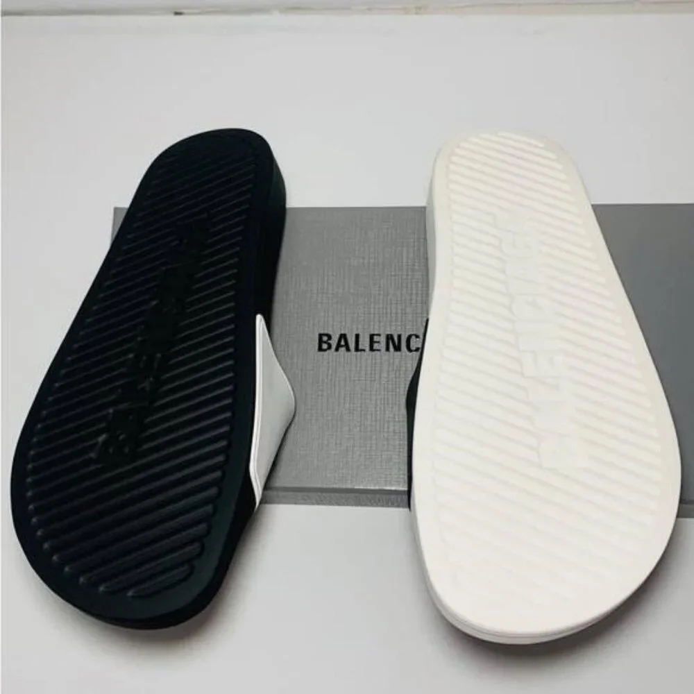 Balenciaga Men's Logo Mismatched Slide Sandal Size 8